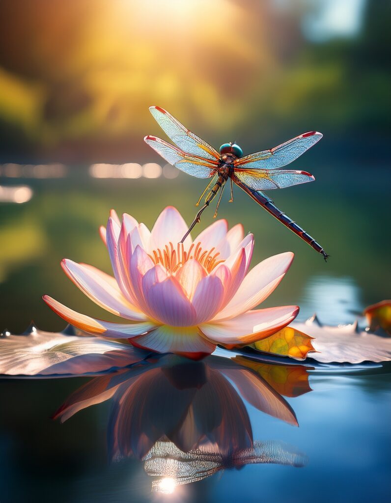 Libellen und Wasserlilien